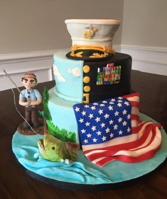 Two Tier Cake with Army Cap