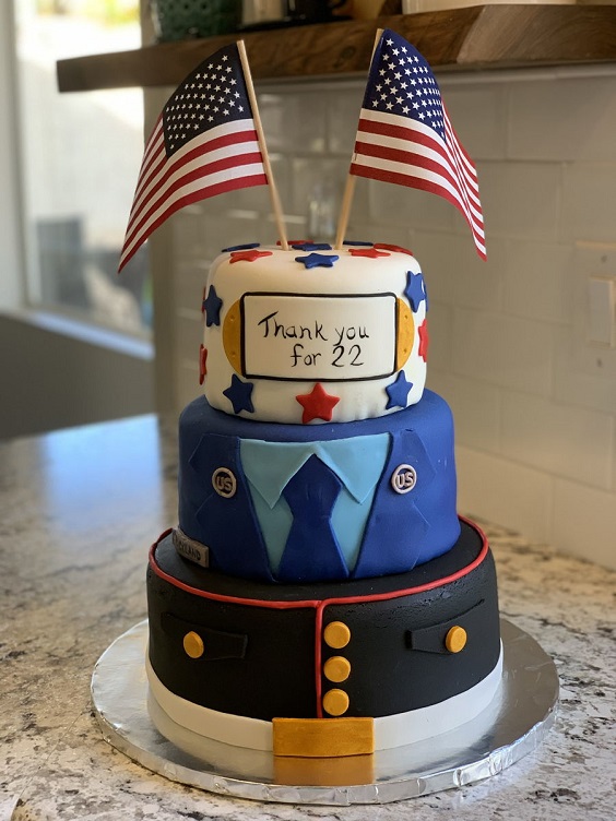 3 Tier Cake with Army Flag on it 
