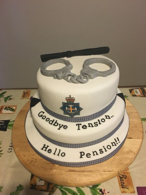 Two Tier Cake with Handcuffs on it