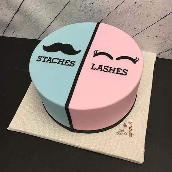 Staches and Lashes Written on Cake
