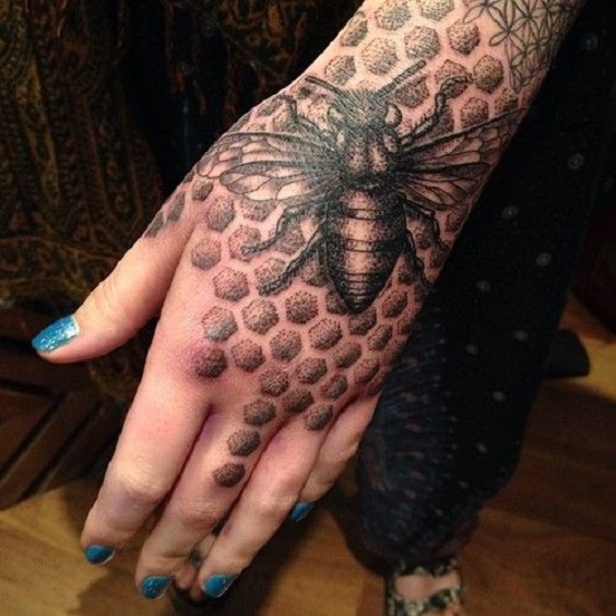 Hand Bee Tattoos