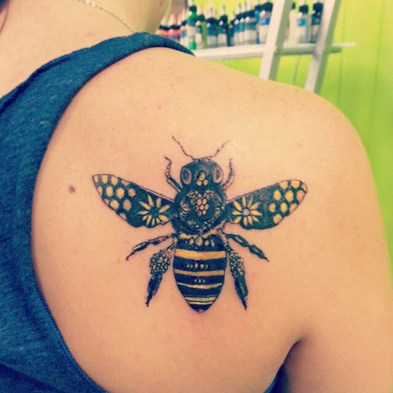 Shoulder Bee Tattoos