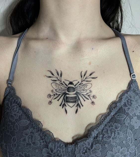 Chest Bee Tattoo
