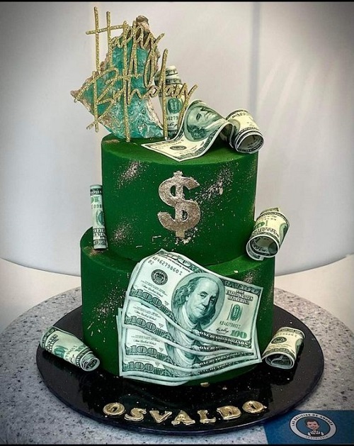 Two Tier Cake with Dollar on it
