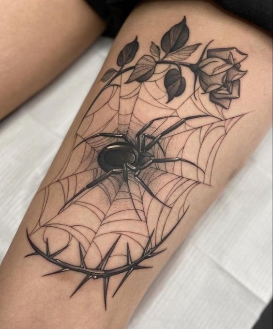 Spider Web Tattoos On Leg & Knees
