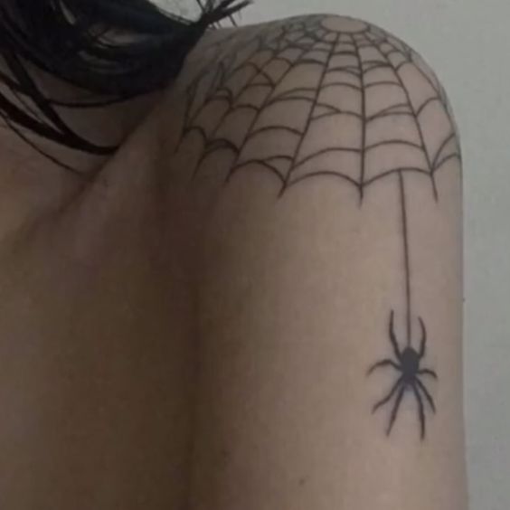 Spider Web Tattoos On Shoulder