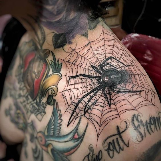 Spider Web Tattoos on Shoulder