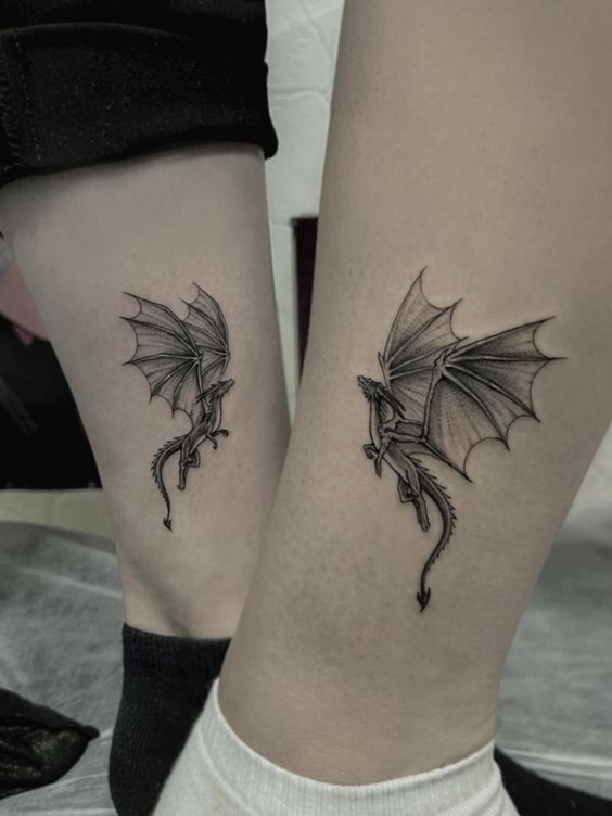 Dragon Tattoos in Leg