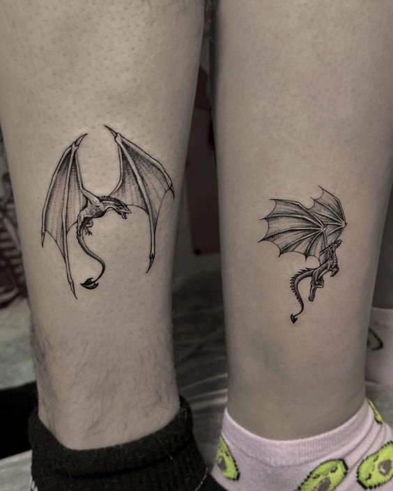 Dragon Tattoos in Bat Style 