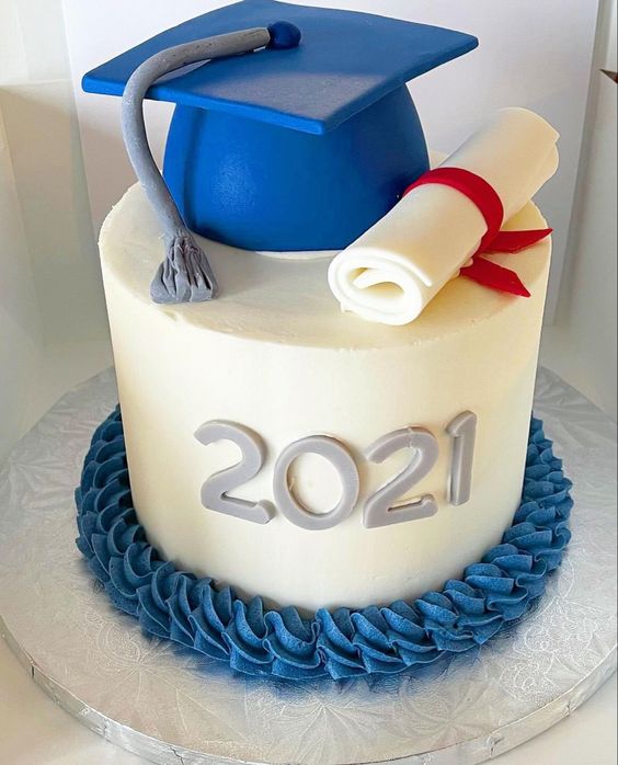 Graduation Hat and Degree on Cake 