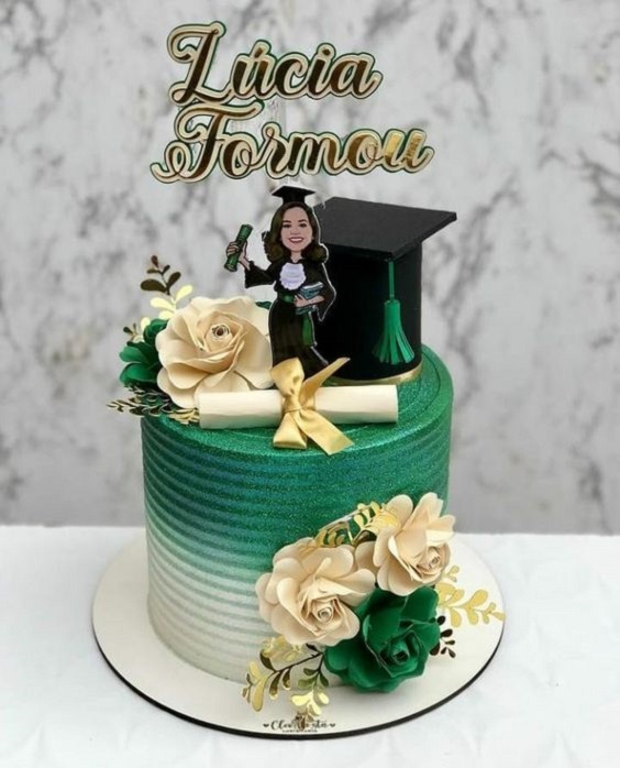 Graduation Hat with Degree on Cake 