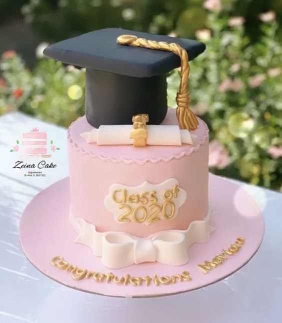 Graduation Hat and Degree On Cake