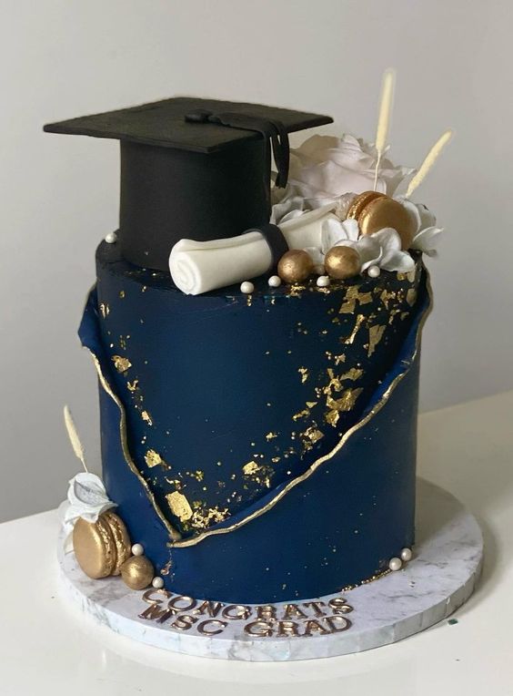 Graduation Hat and Degree with Chocolate Cake