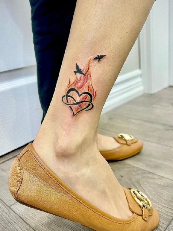 Heart Tattoo in Leg