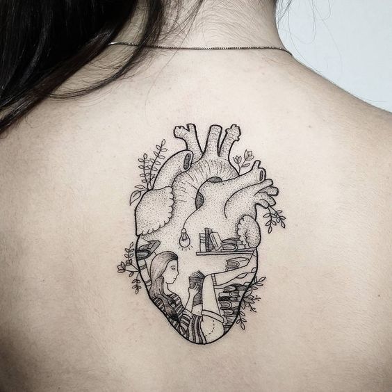 Heart Tattoo on Back Shoulder