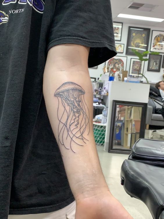 Big Jellyfish Tattoo in Arm