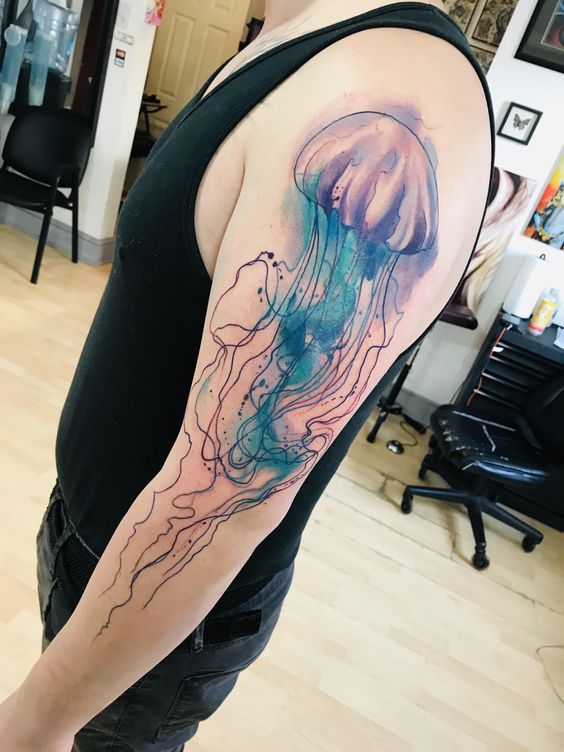 Coloured Jellyfish Tattoo