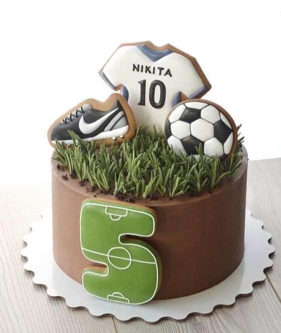 Cake With Football Ground Base